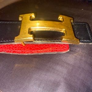 Hermes reversible red & black belt 43.75in 30/33